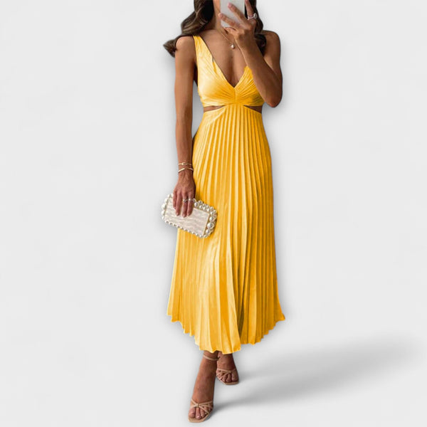 Noelia- Elegante vestido de noche midi con plisados