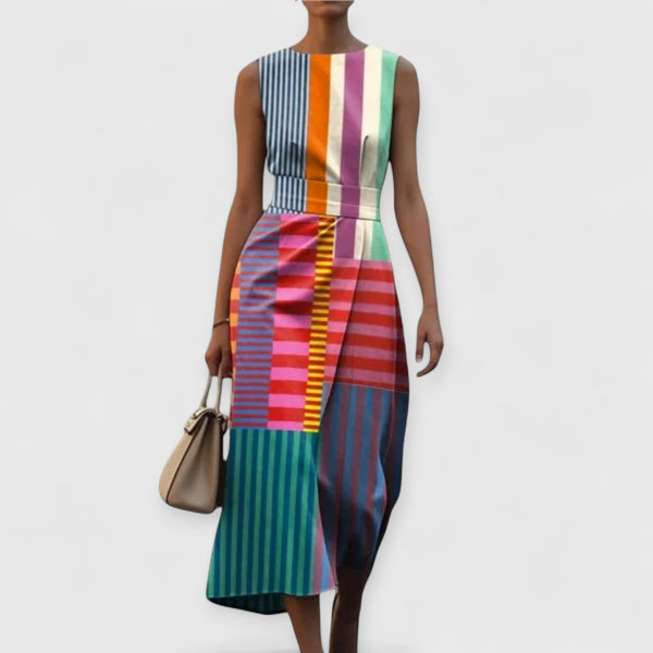 Tiffany | Vestido sin mangas con estampado multicolor