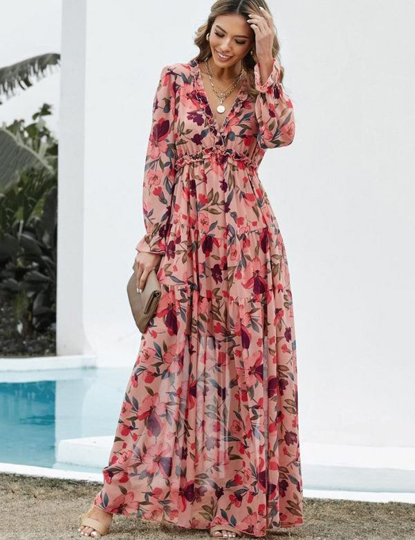 Alitzel | Elegante vestido largo floral