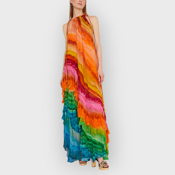 Darla | Vestido Bohemio Multicolor con Volantes