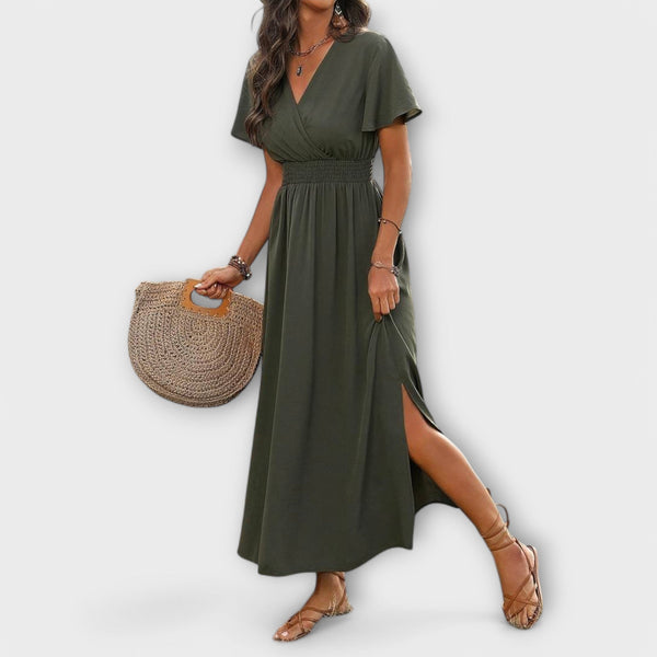 Clara - Elegante vestido boho con escote en V y mangas largas