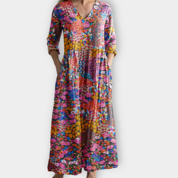 Adela | Vestido boho largo con estampado floral