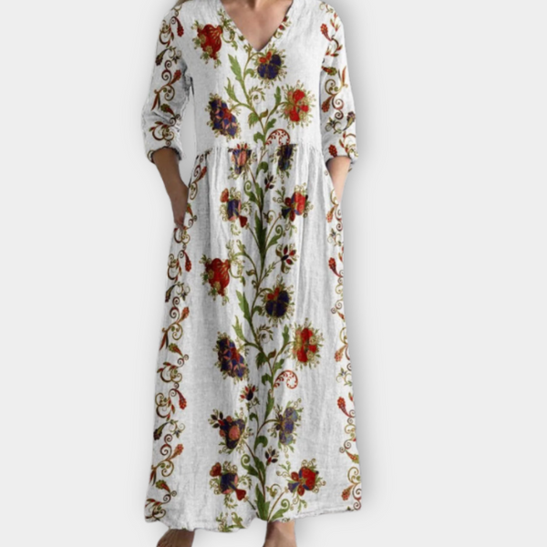 Basilia | Vestido boho largo con estampado floral