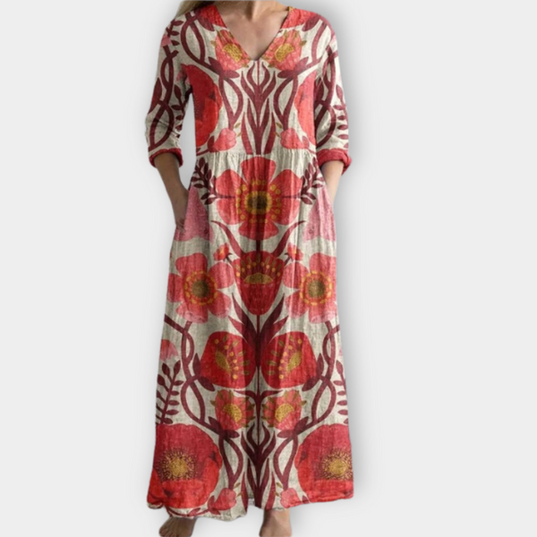 Yamila | Vestido boho largo con estampado floral elegante