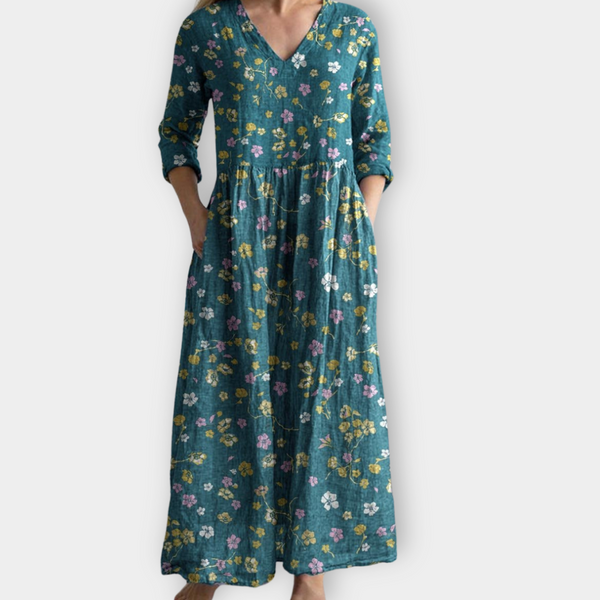Orlanda | Vestido boho largo con estampado de flores pequeñas