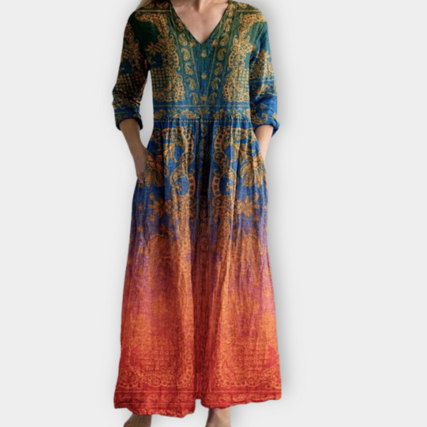 Rafaela | Vestido boho maxi con estampado vintage