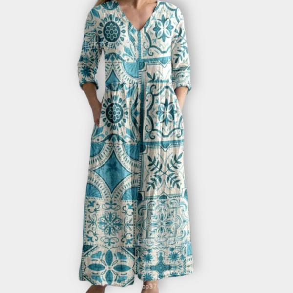 Uxia | Vestido boho largo con estampado