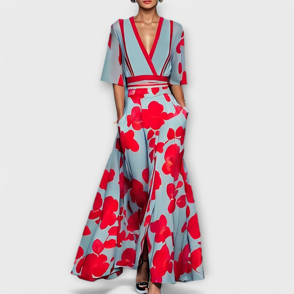 Edelmira | Vestido tipo cartera con diseño floral elegante