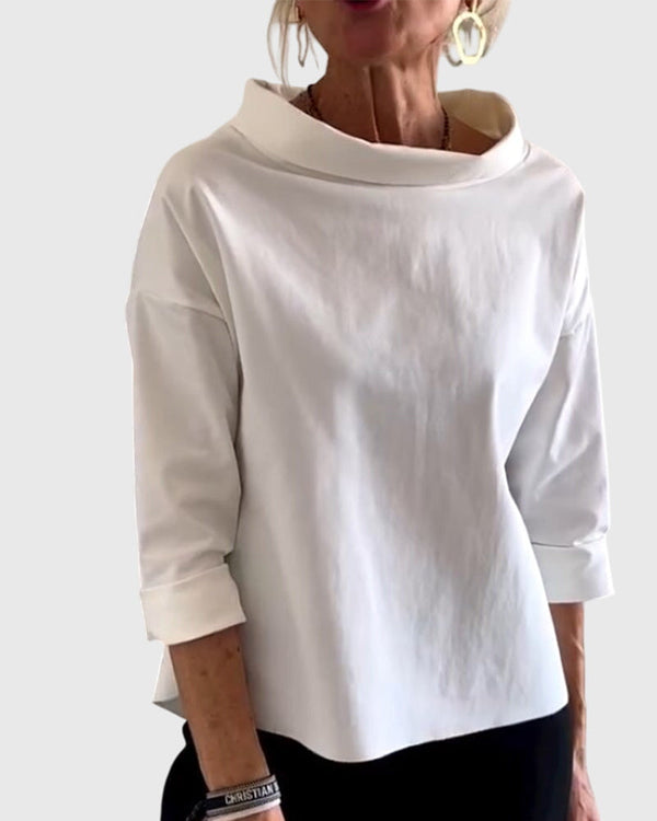 Stefanya | Sólida camiseta informal con cuello