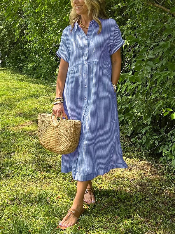 Angela™| Vestido con estampado a rayas
