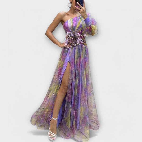 Unberta  | Vestido de un solo hombro con estampado floral
