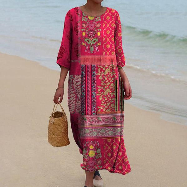 Tania | Vestido maxi de estampado étnico