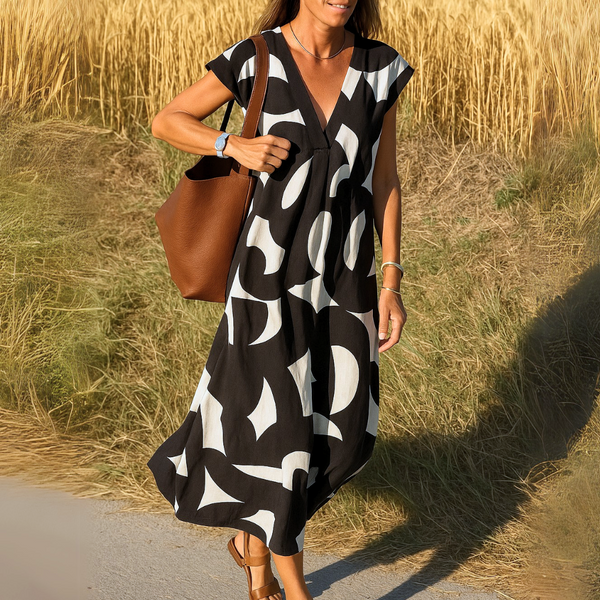 Valeria | Vestido estampado con cuello en V