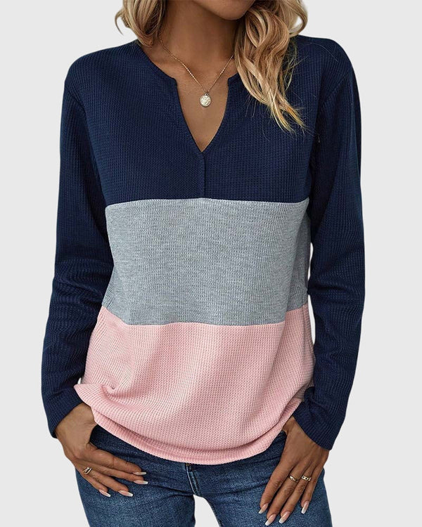 Paula | Camisa a bloques de color con cuello en V