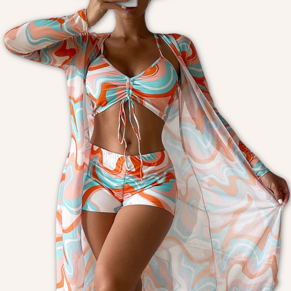 Victoria | Conjunto de bikini estampado de 3 piezas