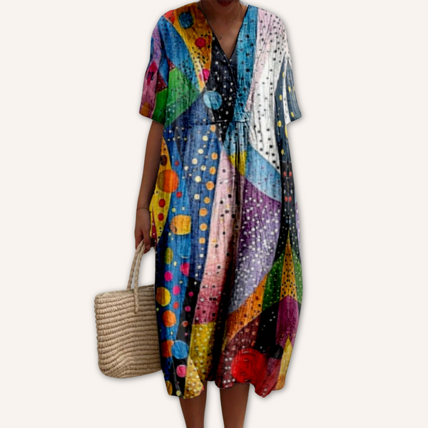 Jimena｜Vestido con estampado multicolor