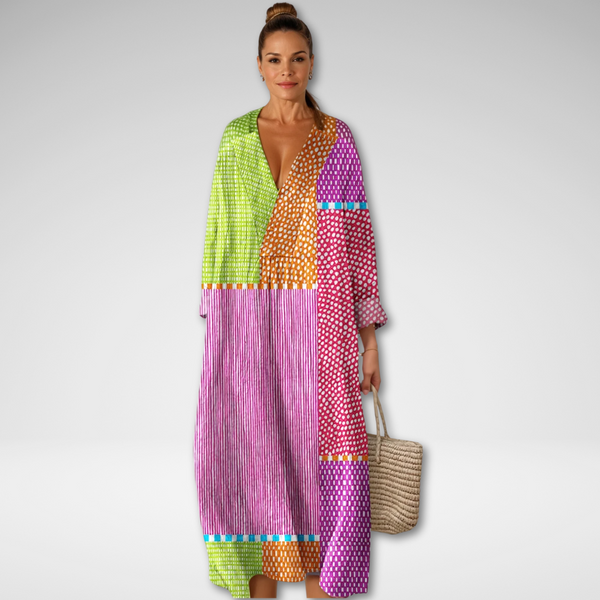 Renata｜Vestido con estampado multicolor