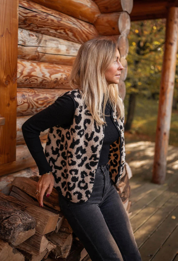 Anja | Chaleco con estampado de leopardo