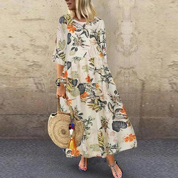 Denize | Elegante vestido maxi con estampado de flores