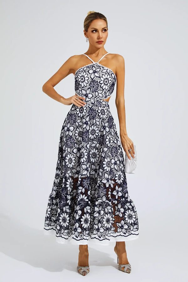 Katrina | Vestido con aberturas y escote halter