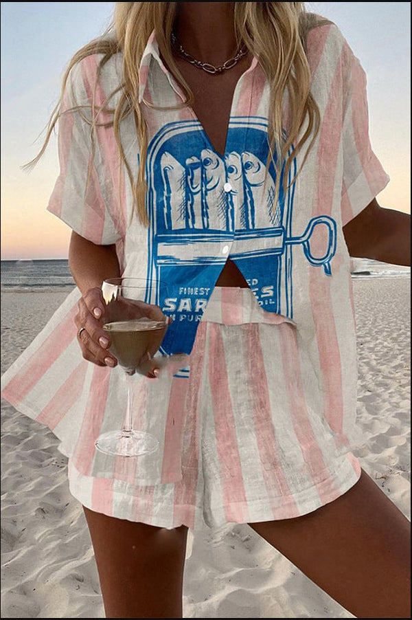 Giada™ | Conjunto Corto con Estampado de Sardinas