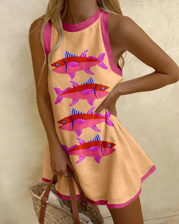 Giada™ | Minivestido con Estampado de Sardinas