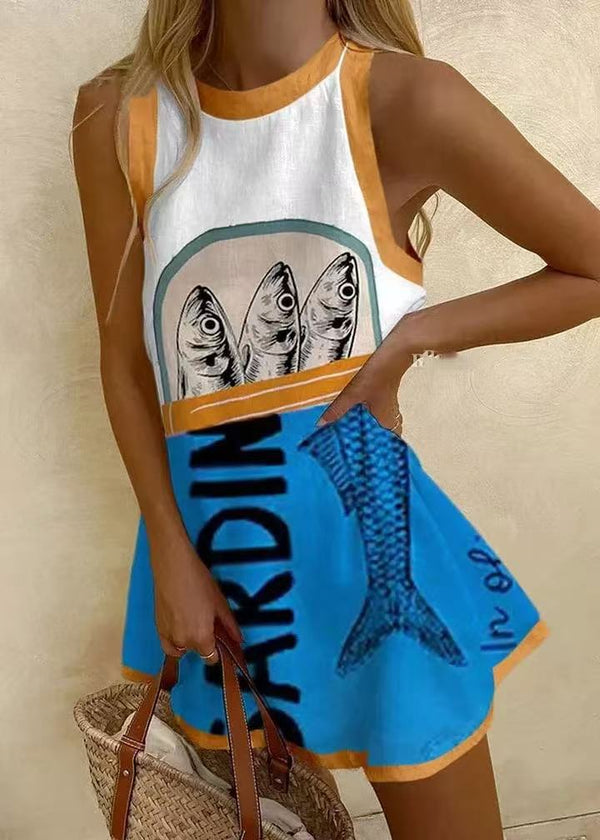 Giorgia™ | Minivestido con Estampado Azul