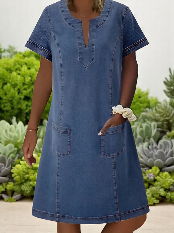 Amira | Vestido de denim suave con bolsillos