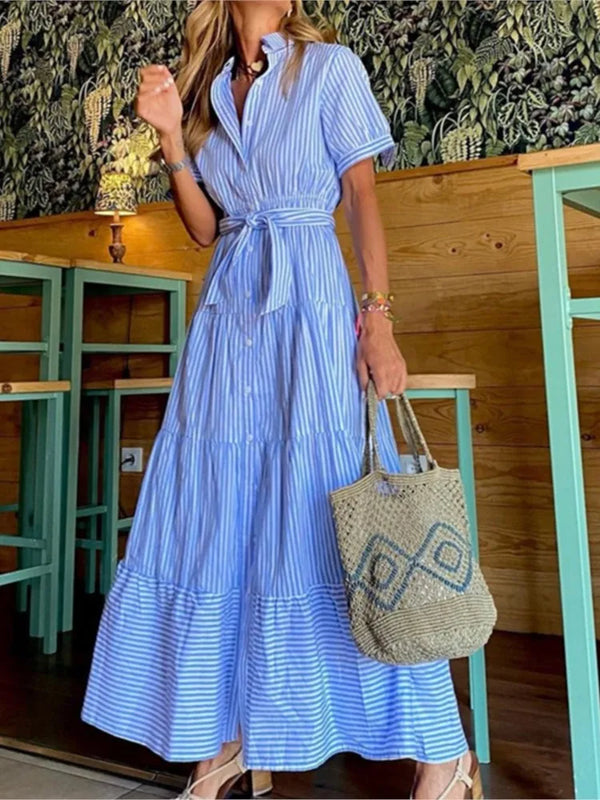 Janice | Vestido maxi a rayas elegante