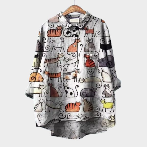 Neria | Blusa con estampado de gatos