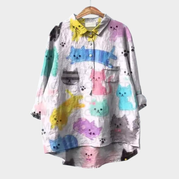 Ofelia | Blusa con estampado de gatos