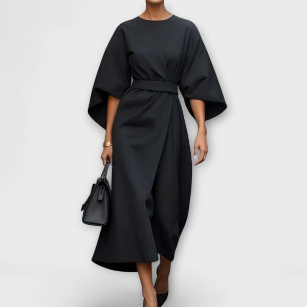 Damiana | Vestido elegante con mangas farol y cinturón