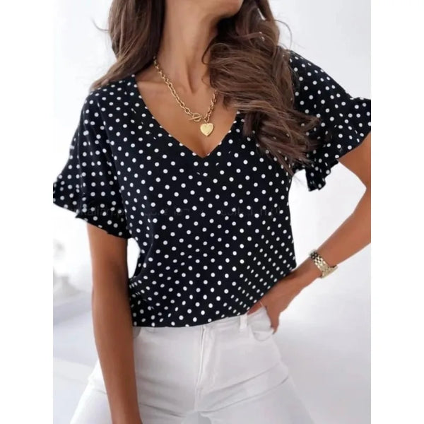 Velia | Blusa encantadora con estampado de lunares