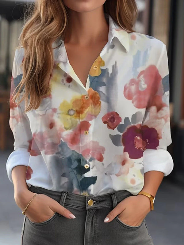 Regine | Blusa elegante con estampado de flores