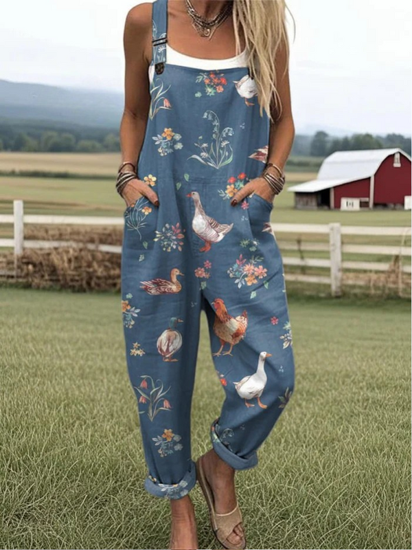 Obdulia | Mono casual con estampado de animales de granja