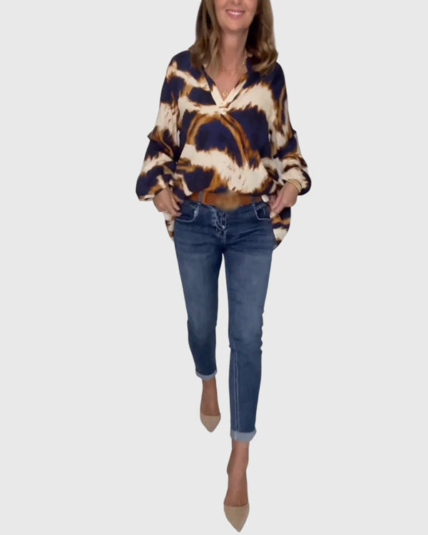 Sofia | Blusa informal estampada con cuello en V