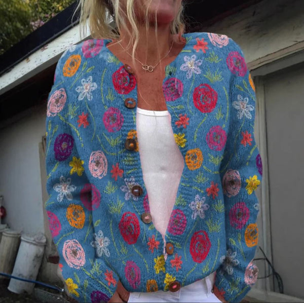 Tilda | Chaqueta azul con estampado de flores