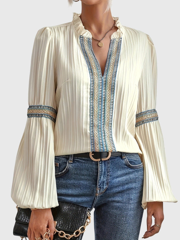 Nixie | Blusa bohemia de manga larga con detalles tribales