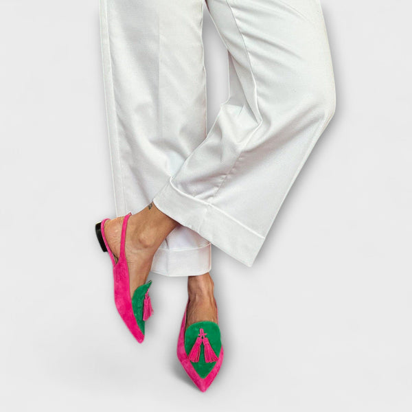 Yamilé | Color play flats con diseño de borlas