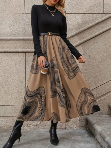 Sylvie | Elegante falda midi con estampado artístico