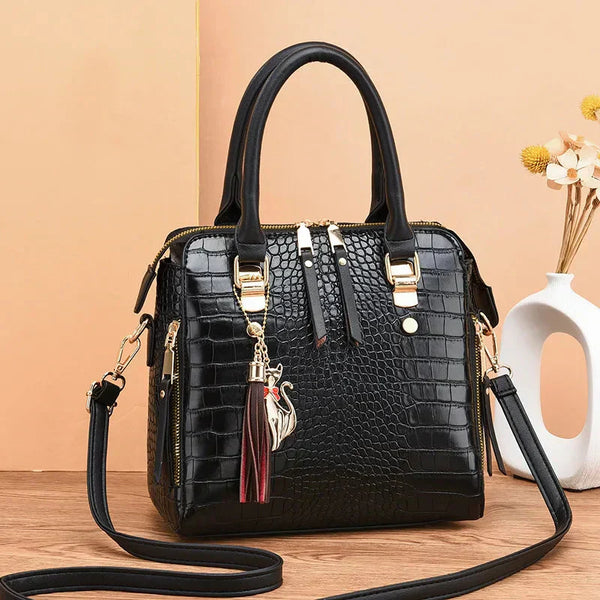 Sofie® | Bolsa de cuero con estampado de cocodrilo